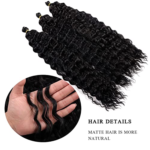 Maysa Soft Ocean Wave Crochet Hair Extensions 30 Inch Long Deep Wave Braiding Hair Synthetic Curly Crochet Hair 3Packs #1Bnatural Black #TOP1