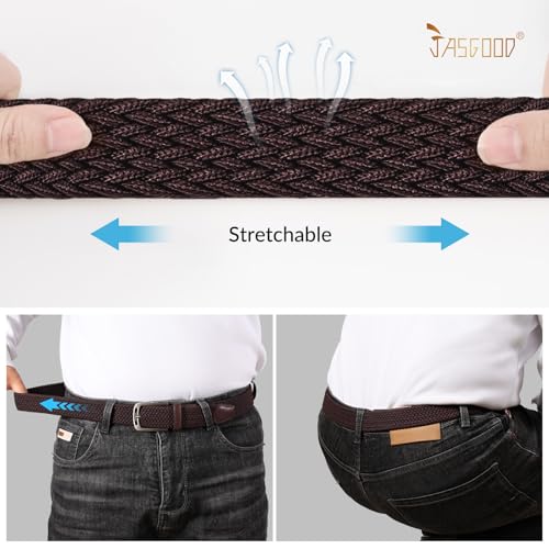 JASGOOD Men Elastic Braided Woven Belt Casual Canvas Woven Stretch Golf Belt for Men Women Jeans Suits Pants4