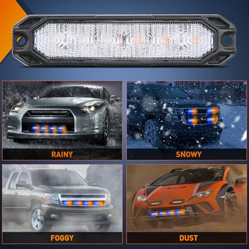 Image of Nilight 6LED Emergency Strobe Lights 4PCS Ultra slim Surface Mount Hazard Caution Light bar 12-24V Sync Feature Warning Flashing kit for Truck Car Vehicle ATV SUV UTV Yellow and Blue