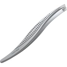 STALEKS CLASSIC 12 Type 3 Eyebrow Tweezers Wide Beveled Stainless Steel with Ergonomic Notches for Thick Brows & Comfortable Home Use