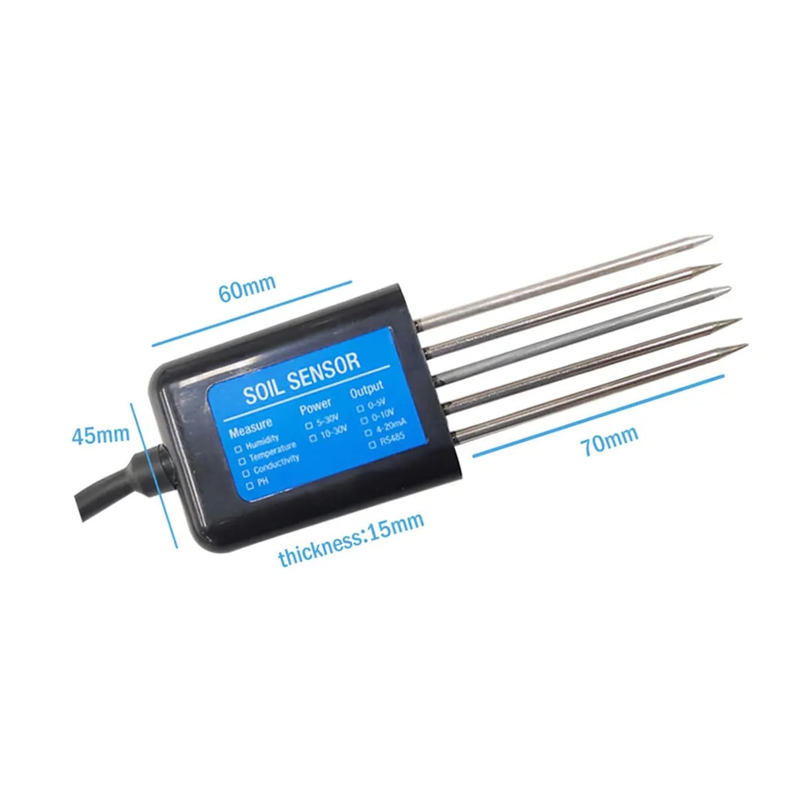Medidor de Suelo Sensor de Humedad del Suelo, Temperatura, Humedad, CE, pH y NPK con Salida RS485 Opcional de 4-20 mA y 0-5 V(THPH-S)