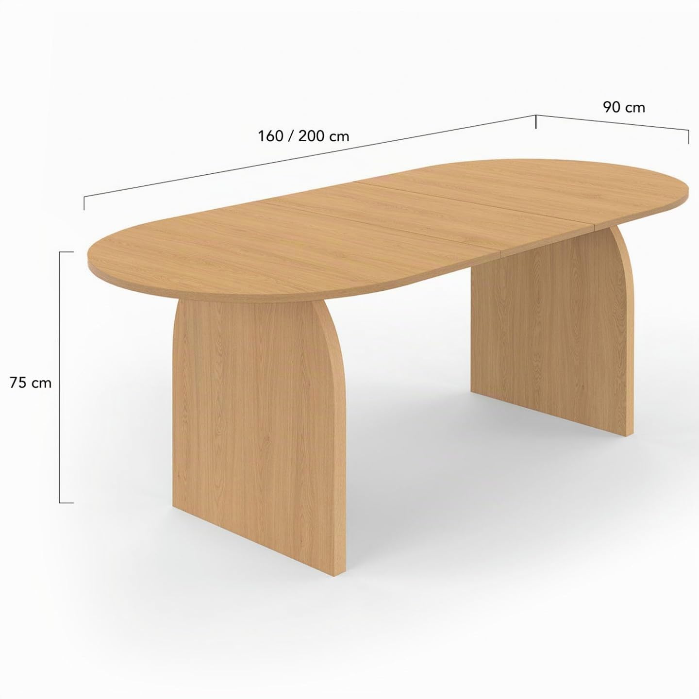 IDMarket - Tavolo da pranzo ovale japandi allungabile EDITH 6-10 persone in faggio effetto legno 160-200 cm