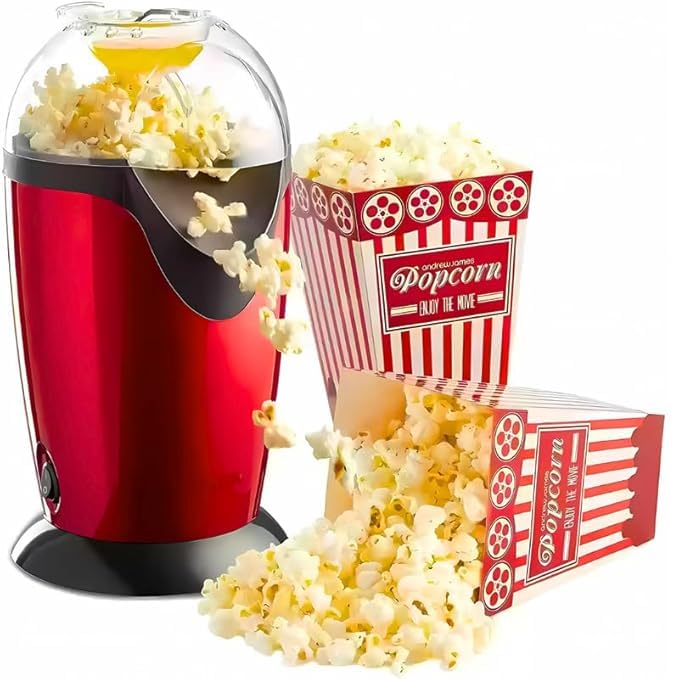 NEXO JWEL ENTERPRISE Electric Popcorn Maker Machine, Hot Air Popper for Home Use, Red, Automatic Operation-image-45