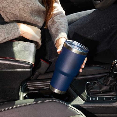 Image of MEWAY 30oz Insulated Tumbler With Lids and Straws,Stainless Steel Double Vacuum Coffee Tumbler Cup, Brush, Durable Powder Coated Coffee Cup for Cold & Hot Drinks(Navy,8 PACK)