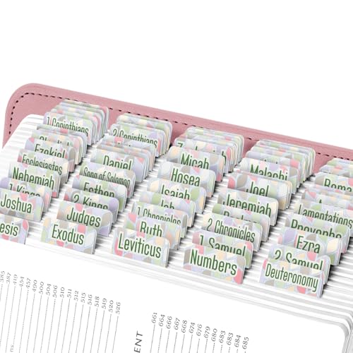 EssexWares – Pastel Leaves Bible Tabs for Old and New Testament, 80 Large Print Tabs for Bible Study, Water-Resistant and Durable Bible Index Tabs for Women and Men - 1.7" Wide