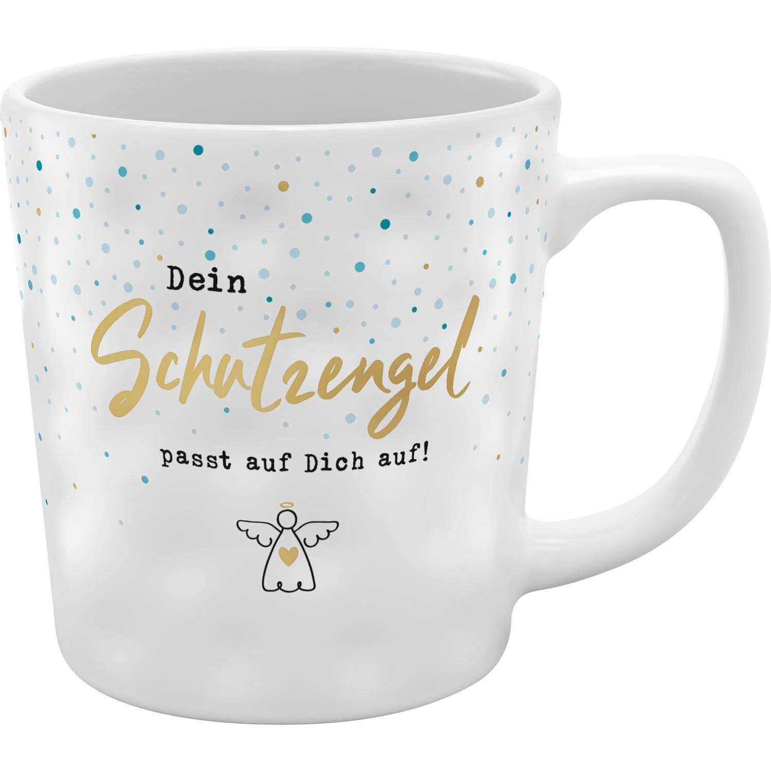 GRUSS & CO Mug with Motif Print Guardian Angel, Structured Mug, Stoneware, 37 cl, Multi-Coloured, Gift Friends, 48459