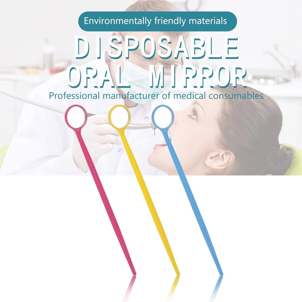 200 Stück Dental-Mundspiegel mit glänzenden Griffen, Einweg-Mundspiegel für zahnärztliche Untersuchungen, Mundspiegel, Antibeschlag-Mundspiegel, jeder Spiegel einzeln verpackt(Blue)