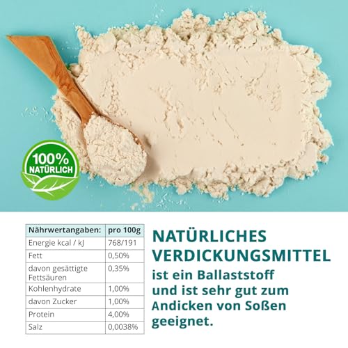 Guarkernmehl für Eis 900g - Guar Gum geignet für Vegan, Keto und Low Carb - Pflanzliches Bindemittel E412 - 500cps - Kontrolliert und abgefüllt in Deutschland – Bild 3