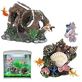 Persiiious 2 Pièces Résine pour Décoration Fish Tank, Aquarium Tronc d'arbre Décoration, Grotte Décorative pour Aquarium, pour Cacher Les Crevettes et Les Poissons Paysage Roche