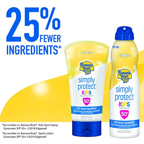 Image of Banana Boat Simply Protect Mineral-Based Sunscreen Lotion for Kids, SPF 50+, Tear Free, 25% Fewer Ingredients, 6oz.