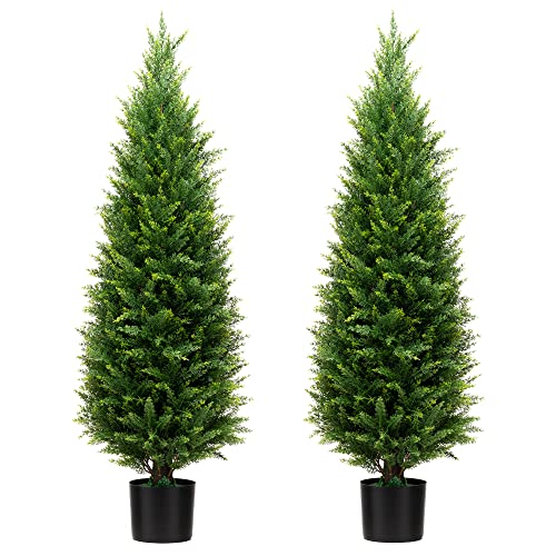 4FT Artificial Cedar Topiary Trees, Set of 2 - image 1