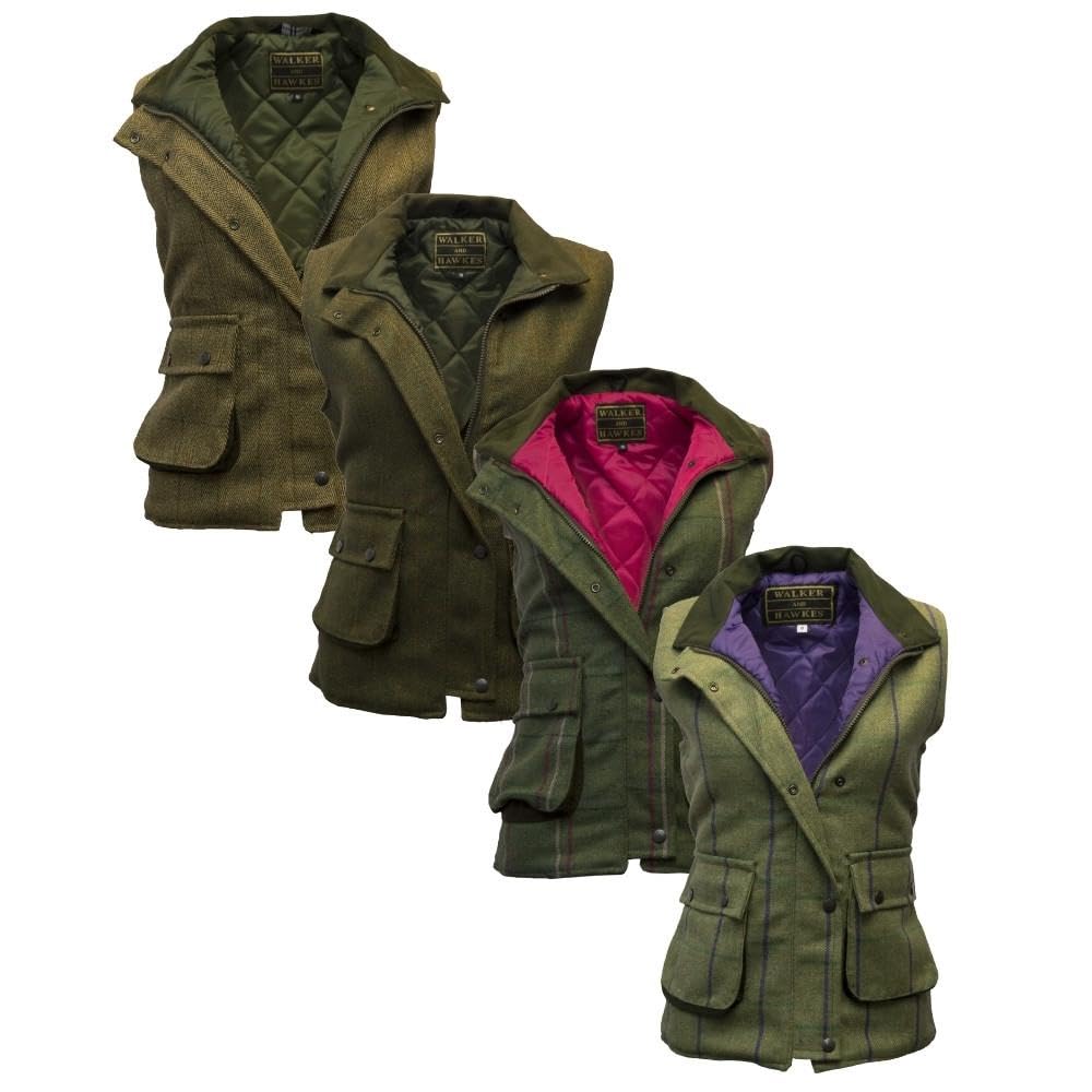 Walker and Hawkes - Bayston - Chaleco de Tweed para Mujer - Inspirado en la hípica y la Caza