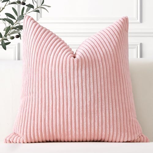 Artscope Cozy Striped Corduroy Cushion Cover 50x50cm Super Soft D...