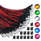tinoysian 60PCS Pre Wired 12V 5mm LED Diode Lights Kit with Holders (6 Colors x 10pcs) - No Soldering Needed, Low Power Micro LEDs for Model Crafts, RC Cars, Aircraft, DIY Projects
