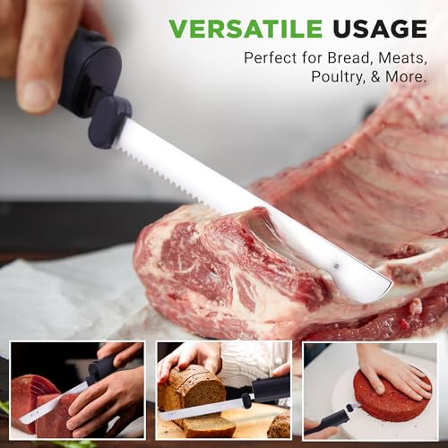 NutriChef Cordless Electric Knife | Easy to Use Constant ON/OFF Safety Function | Lightweight Kitchen Knife | Carve Turkey, Meats, Poultry, Bread & Cheese | 11.42’’ Stainless Steel Blades | Black by NutriChef - Image 2