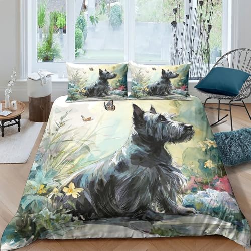 Scottish Terrier housse de couette 3D lit simple 135x200 microfibre - 4
