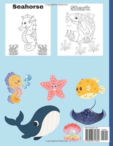 Sea Animals Coloring Book for kids aged 6-12 years: Educational and Fun Sea Animals Coloring Book fo