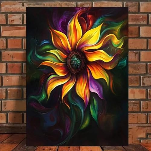 Peinture tournesol abstraite 80x140 cm pour salon moderne