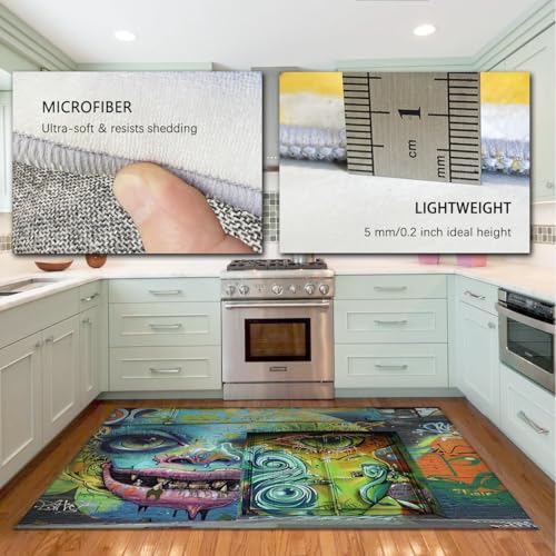 Tapis lavable 100x150cm graffiti moderne abstrait avec envers antidérapant pour studio - 4