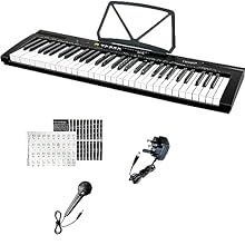 [61 Keys Electronic Teaching Keyboard] – Beginner-friendly digital piano keyboard with 61 keys, designed for kids and adults to easily learn and practice music at home or school. [Smart Learning Guide Functions] – Features One-Key, Follow, and Ensemb...
