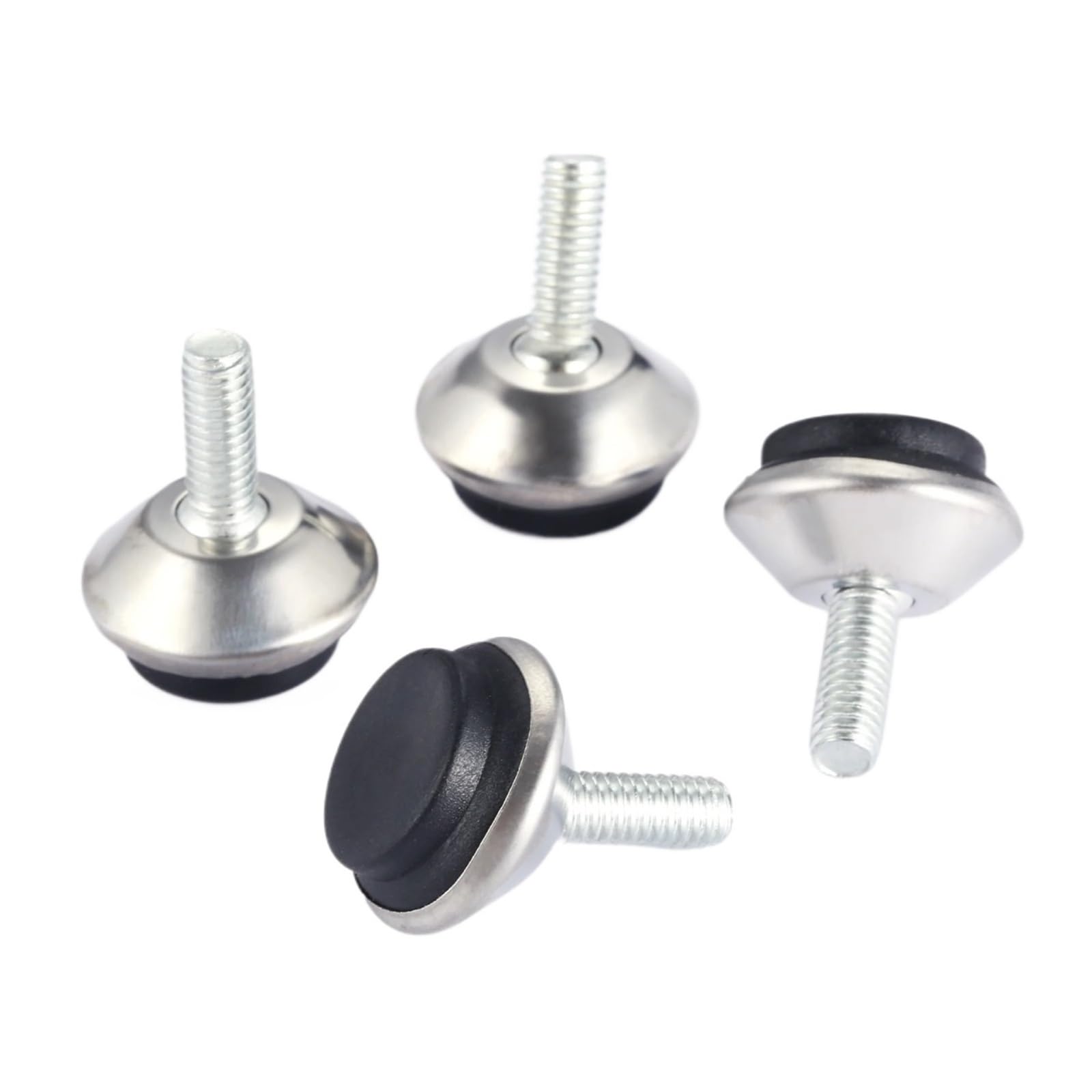 50Pcs M6 Thread Furniture Levelers Adjustable Leg Table Leveling Feet Pad Black Base for Tables Chairs Cabinets Riser(Silver)