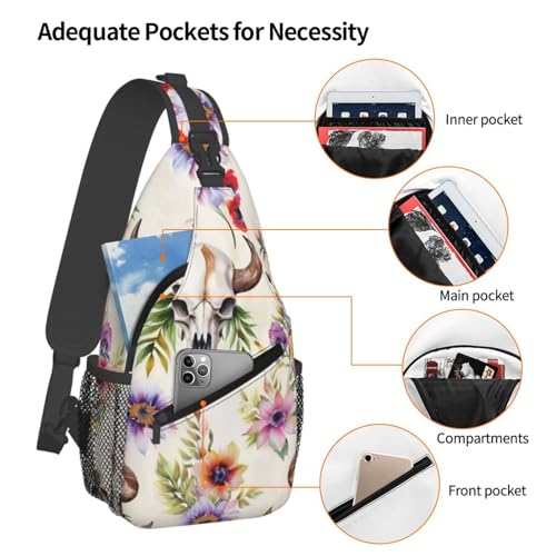 Mochila de pecho con estampado de calavera para senderismo miniatura 4