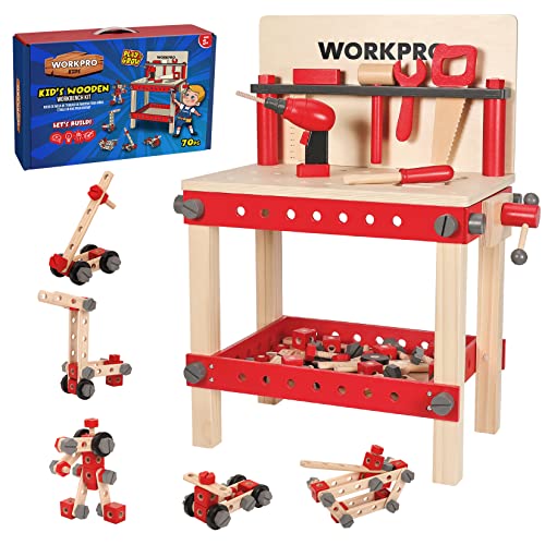 Tool Bench Set Kids Toy Play Workbench Wooden with Tools 89