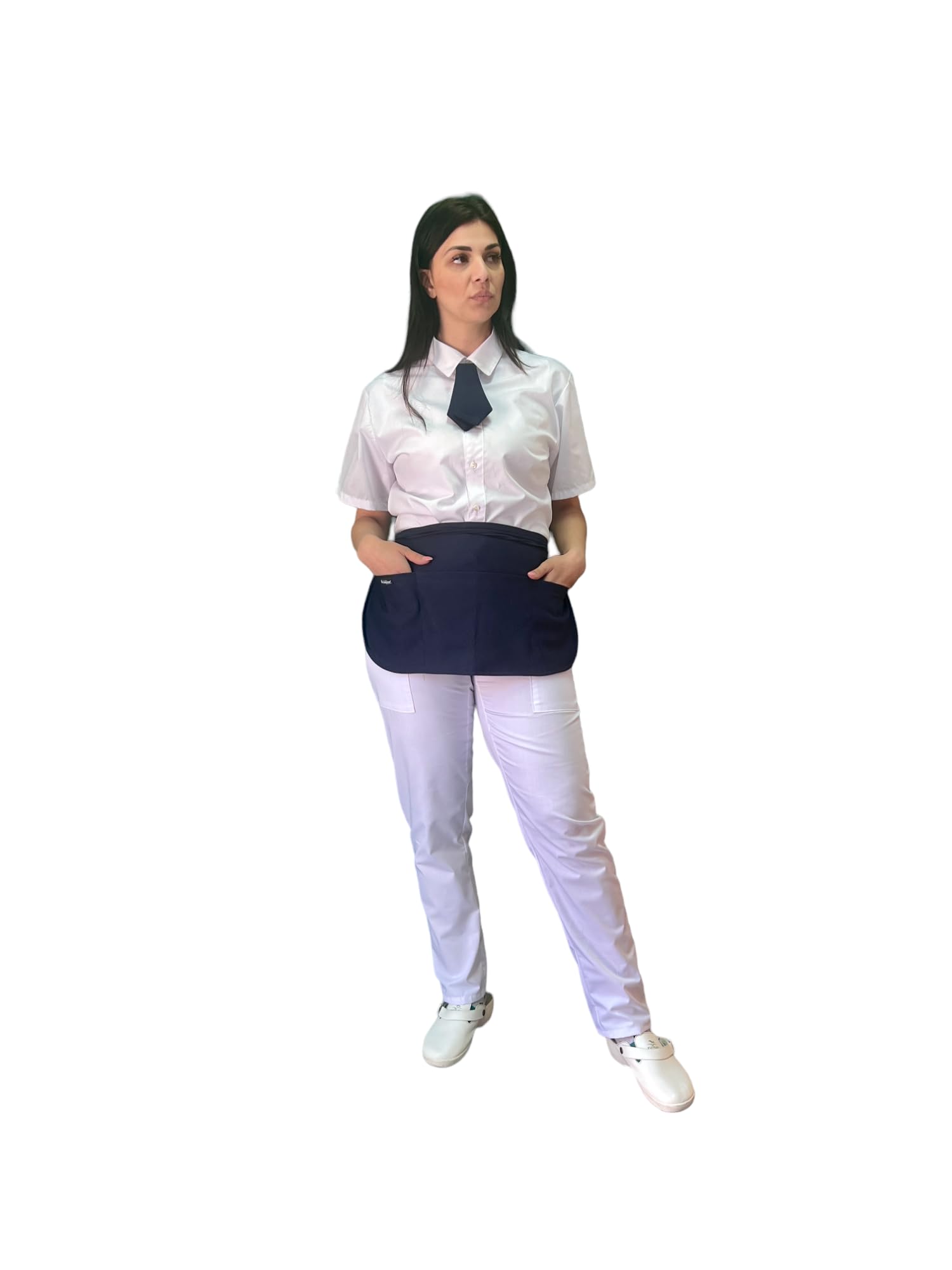 Tablier court de cuisine, 50 pièces, broderie gratuite, bleu nuit, pour bar, restaurant, hôtel, uniforme de travail, homme, femme, fabriqué en Italie, bleu nuit, Taille Unique