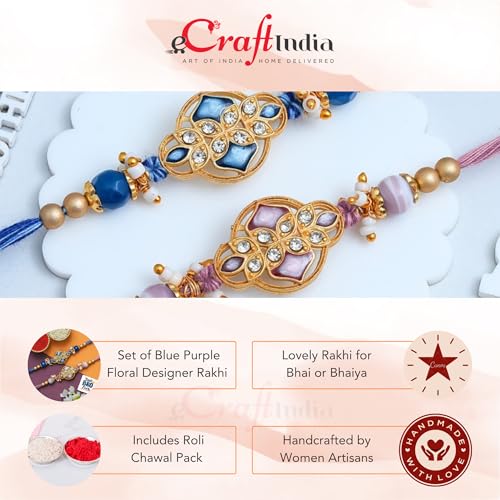 Image of eCraftIndia Set of 2 Multicolor Religious Om Symbol and Peacock Designer Rakhis with Roli Chawal Pack and Best Bro Ever Fridge Magnet - Rakhi for Brother