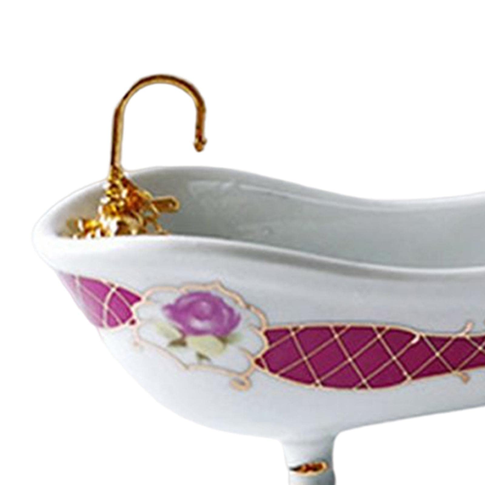 Oshhni 5 Pièces 1/12 Échelle Dollhouse Accessoires Ensemble de Salle de Bain DIY Scène Accessoires Miniature Lavabo pour Salle de Bains Toilette Toilette, blanc et rouge
