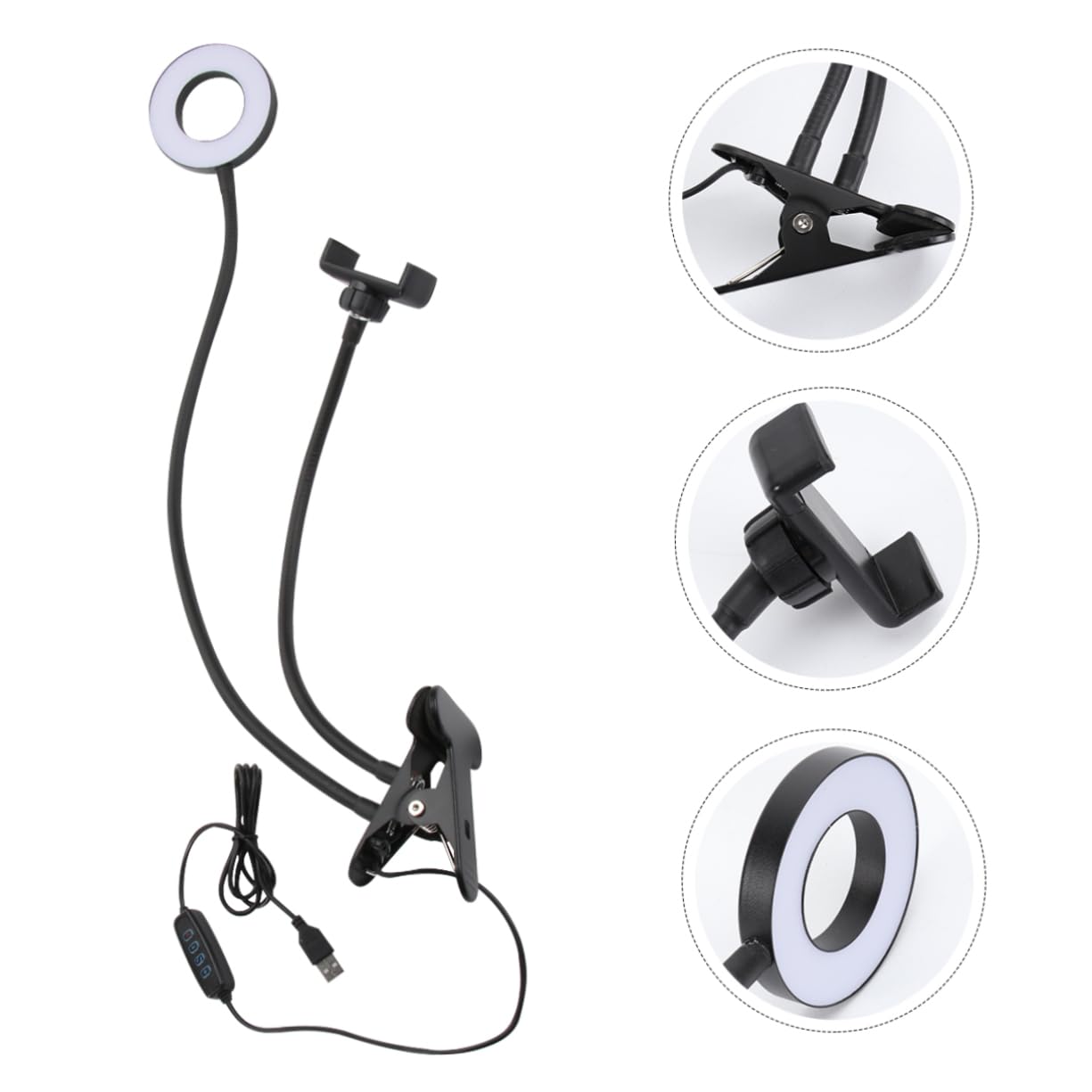 Balacoo Mobile Phone Led Light Clip on Desk Light for for Camera Beauty Dimmable Phone Holder