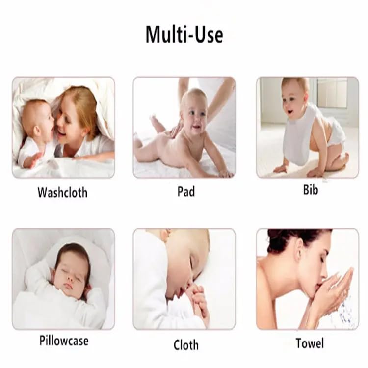 Image of Premium Muslin Baby Burp Cloths - Ultra Soft & Absorbent, 6 Layers for Newborns & Infants - Pack of 5 /10 - Baby Essentials for Baby Feeding (White Printed, Pack of 10)