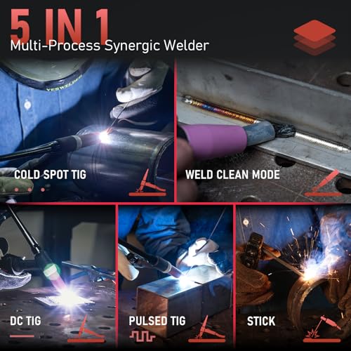 Image of YESWELDER 220A TIG Welder 5 In 1 with Pulse, 110V /220V Dual Voltage STICK /DC TIG /PULSE TIG /COLD SPOT TIG /WELD CLEAN MODE with HF Start, Auto Post-Gas, Foot Pedal Interface