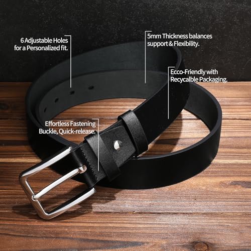 Casual Genuine Leather Belt – 1.5" Wide, Classic Style with Gift Box3