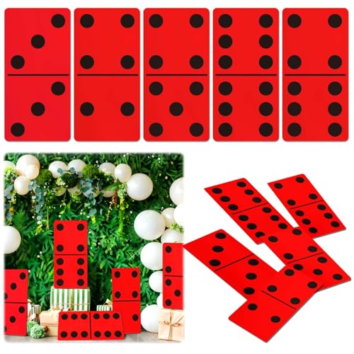 Giant Domino Decor for Casino Theme Party & Game Night - Jumbo 15.7''x7.87'' Cardboard Stand-Up Decoration | Reusable Havana Nights & Birthday Party...