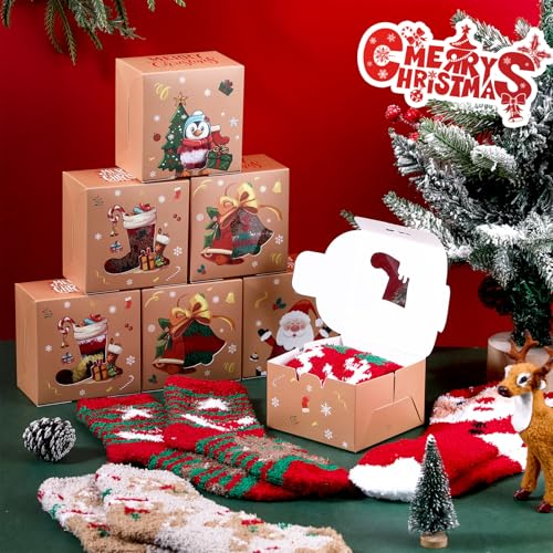 60 Pairs Christmas Box Cookie Socks Christmas Fuzzy Socks with Cookie Boxes for Women Holiday Gifts Bulk2
