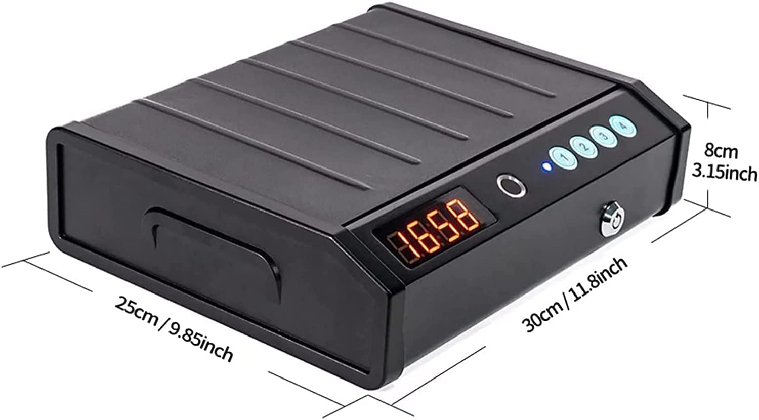 Smart Pistol Safe Cassaforte Portatile per Pistola con Impronta Digitale biometrica, Blocco Tastiera e Chiavi, per Denaro/Pistola/Pistola/Contanti/Gioielli cassaforte, Uso casa, Auto e uffici