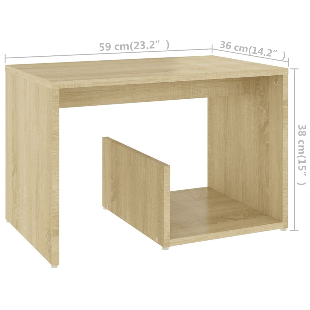 vidaXL Mesa Auxiliar Muebles Mobiliario Sofá Café Centro Salón Sala de Estar Libros Estante Decoración de Contrachapada Color Roble Sonoma 59x36x38 cm