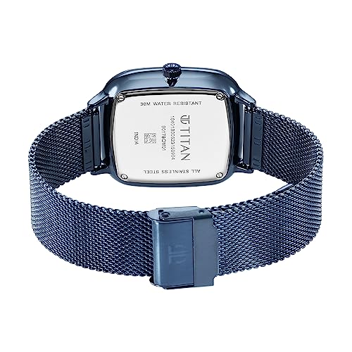 Titan Avant Garde Blue Dial Quartz Multifunction Stainless Steel Strap Watch for Men-NS90178QM01 - Image 5