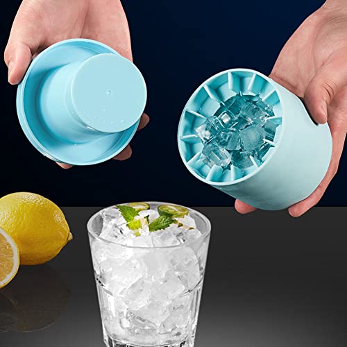 Cresitch Silikon EiswüRfelform, EiswüRfelbehäLter, EiswüRfelschale Eiseimer, EiswüRfelform mit Deckel,Eisbereiter-Cup -EisküBel (Blue, 8.5x9x8cm)