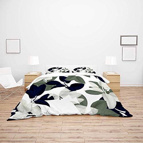 Housse de couette 100 % polyester motif plantes avec taies d'oreiller - 4