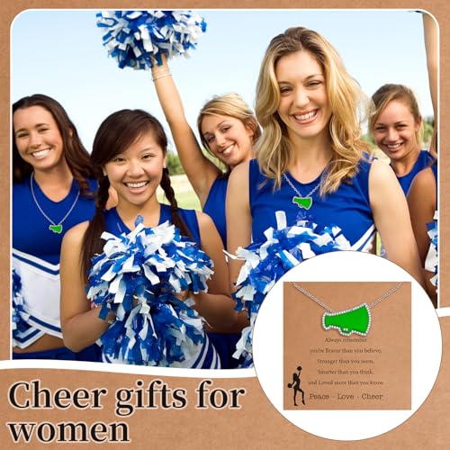 Landical 12 Sets Cheer Necklace Team Gifts for Women, Cheer Pendant Jewelry Cheerleading Necklace with Inspirational Card and OPP Bags for Cheerleading Team Party Favors(Green) by Landical - Image 5