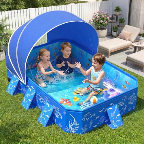 FizZeal Kiddie Pool with Canopy,Baby Swimming...