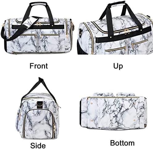 Weekender Overnight Duffel Bag Shoe Pocket for Women Men Weekend Travel Tote Carry On Bag (Marble 1) 3 Weekender Overnight Duffel Bag Shoe Pocket for Women Men Weekend Travel Tote Carry On Bag (Marble 1)