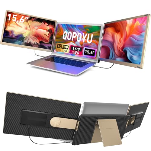 Image of Laptop Screen Extender, 15.6 inch FHD 1080P Triple Portable Monitor Ultra-Slim Laptop Monitor Extender for 13 inch-17.3 inch with Speakers, HDMI /USB-C Plug-Play Extended Screen for Windows Android