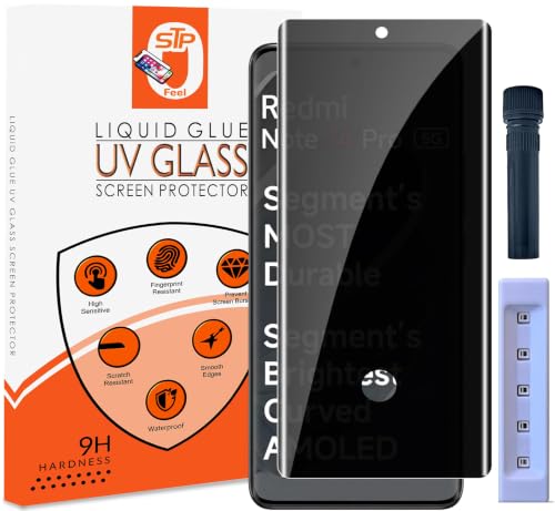 Image of STP FEEL Advanced UV Privacy Tempered Glass Screen Protector Guard For Redmi Note 14 Pro Plus 5G (6.67 Inch, Pack of 1) Privacy Full Edge to Edge Coverage Anti-Spy /Anti-Peeping 9H Hardness