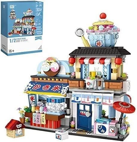 Japanese Street Shaved Ice Shop Building Blocks, 668 Pcs Architecture Model Modular House Building Sets NOT Compatible with Major Brands