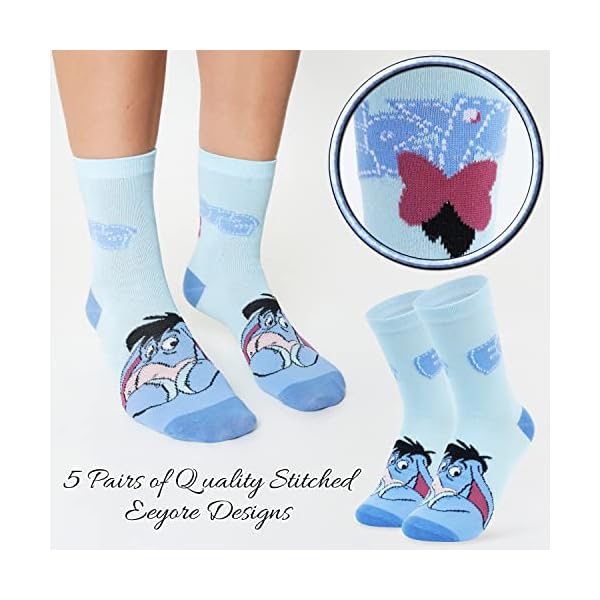 Disney Bunte Socken Damen 5er Pack Damen Socken Lustige Motive Baumwolle Geschenkset Lilo und Stitch, Winnie Pooh… – Bild 6