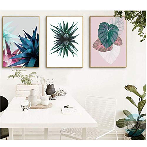 Peintures sur toile de feuillage tropical pour revitaliser un mur vide de salon moderne