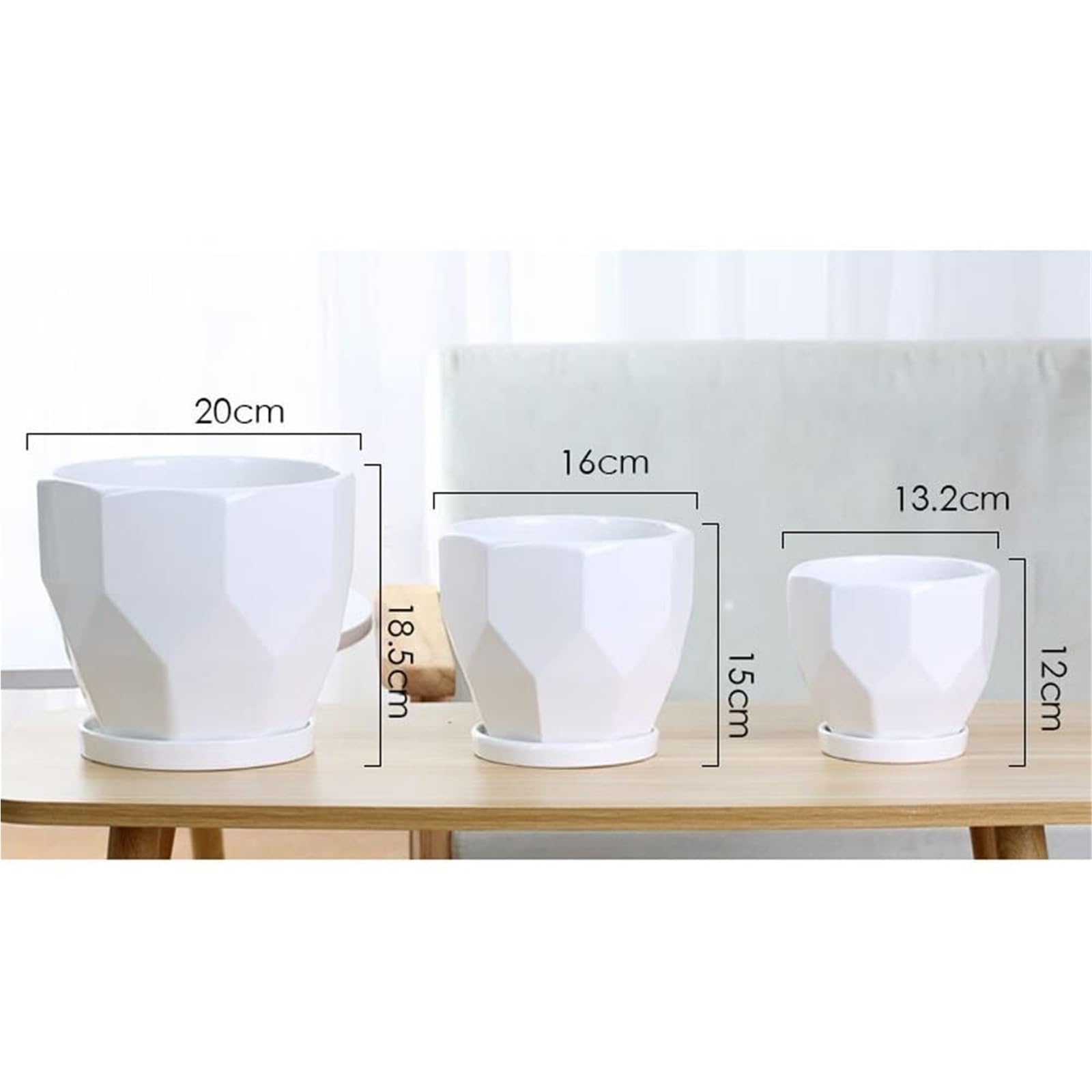 Vasi per piante da interno Vaso da fiori succulento in ceramica Forniture for la casa Decorazione del giardino fatato Vasi bonsai Decorazioni per veranda e spazi esterni(White,16cm*15cm)